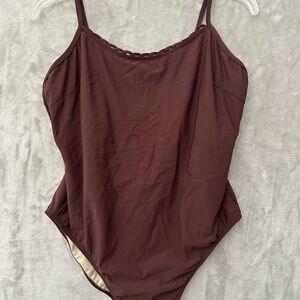 Newport News Tan One-Piece‎ Swimsuit size 16